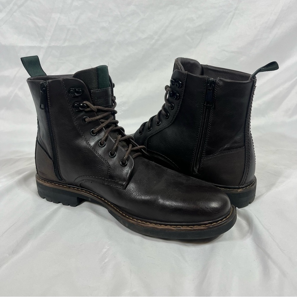 Dark Brown Lace-up Leather Boots